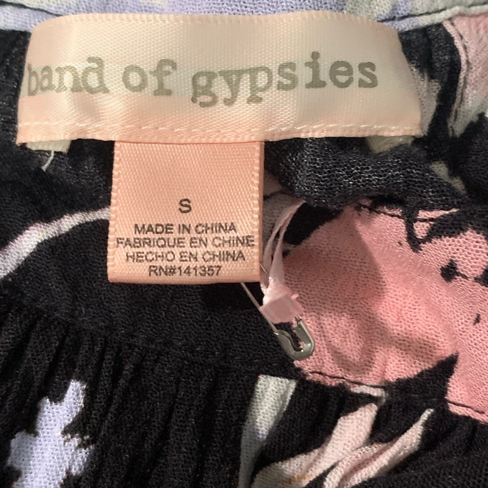 Anthropologie Band of Gypsies Women Small Cold Shoulder Black Floral Dress NEW - Picture 7 of 7